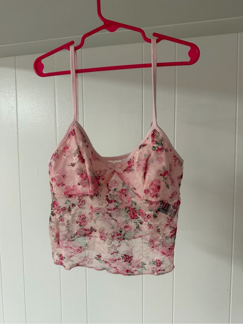 Pink Floral Lace Camisole Top -  s